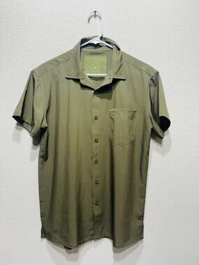 Warrior Brand Shirt Button Green Medium